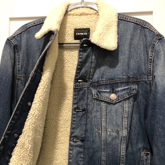 Express Other - Express Men’s Sherpa Lined Denim Trucker Jacket